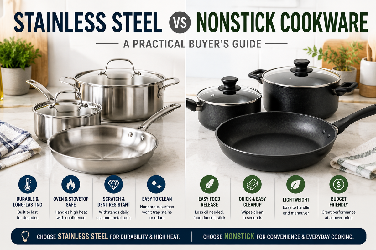 Stainless Steel vs Nonstick Cookware: A Practical Buyer's