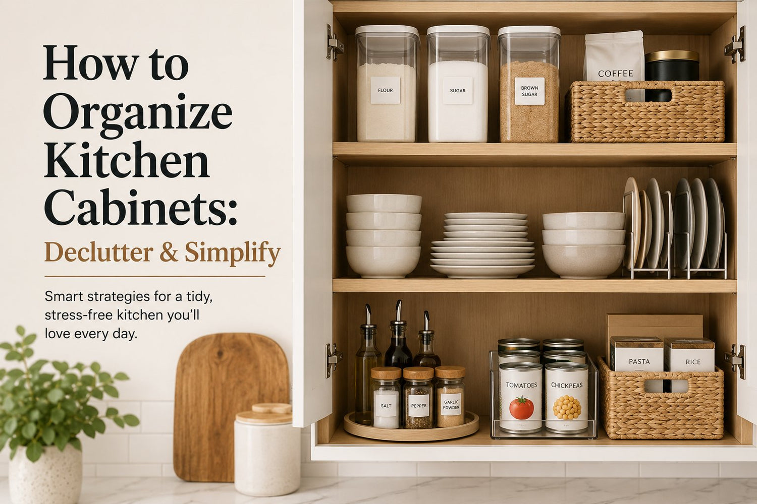 How to Organize Kitchen Cabinets: Declutter & Simplify