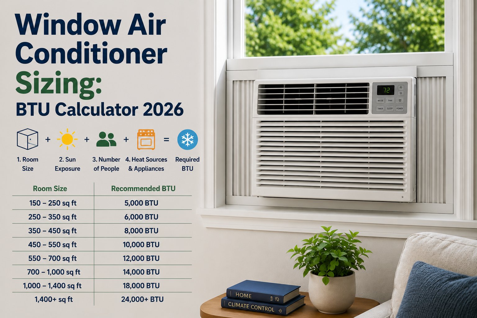 Window Air Conditioner Sizing: BTU Calculator 2026