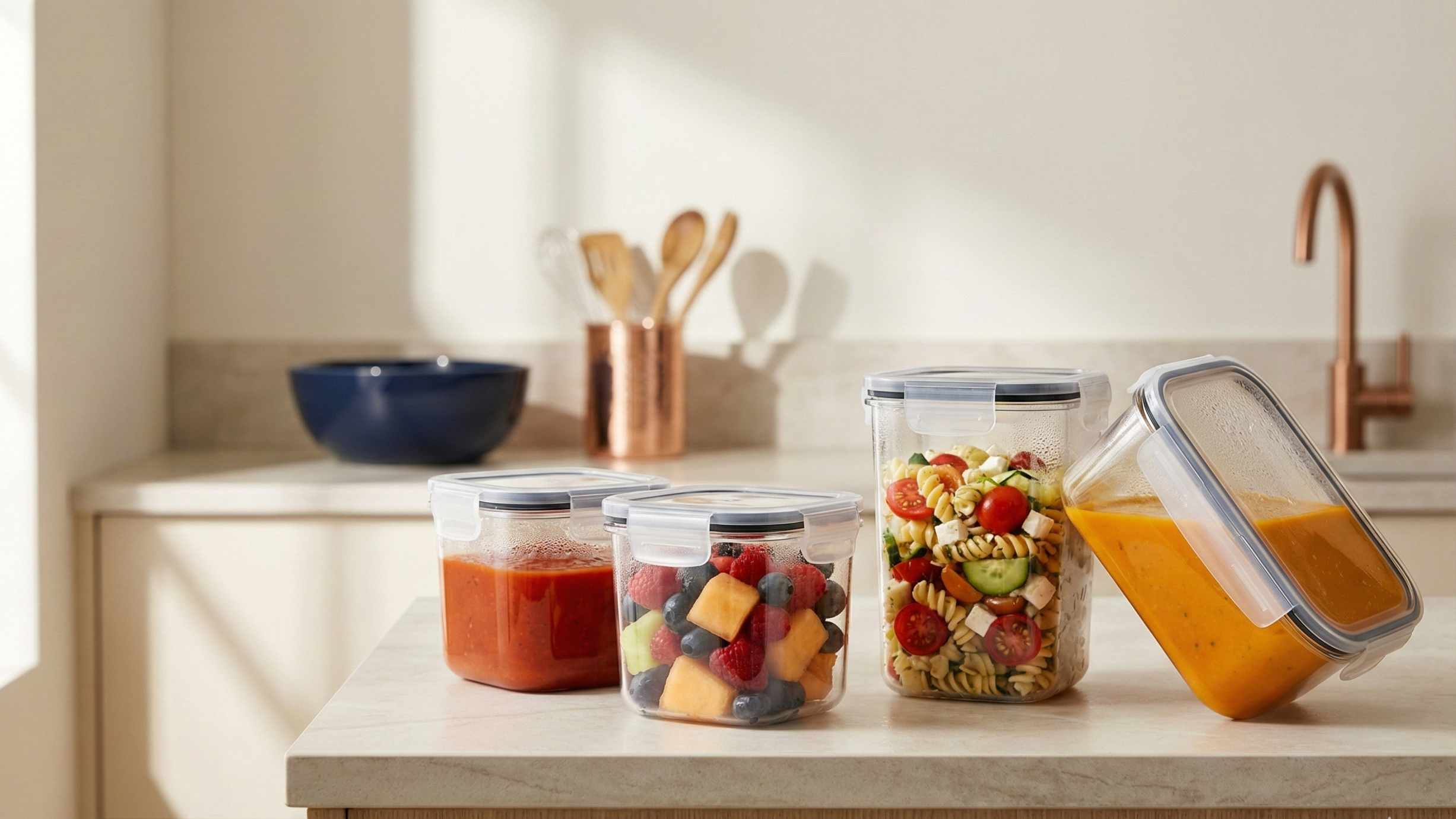 leakproof food storage containers for lunches, sauces, and meal prep