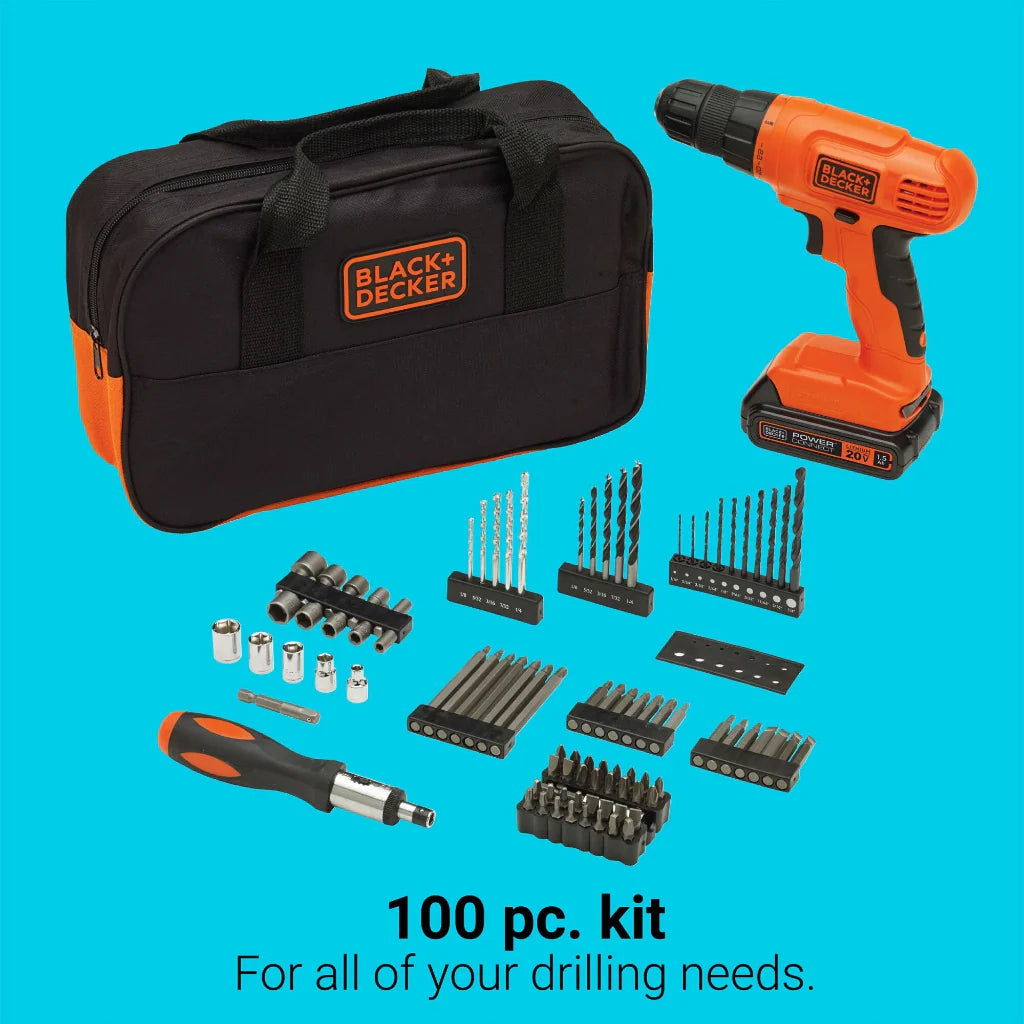 BLACK+DECKER BDC120VA 20V MAX* POWERCONNECT Cordless Drill/Driver with 100-Piece Kit