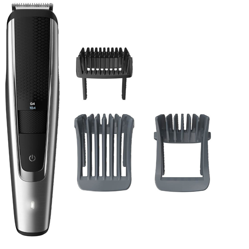Hair trimmer set with attachments on a white background