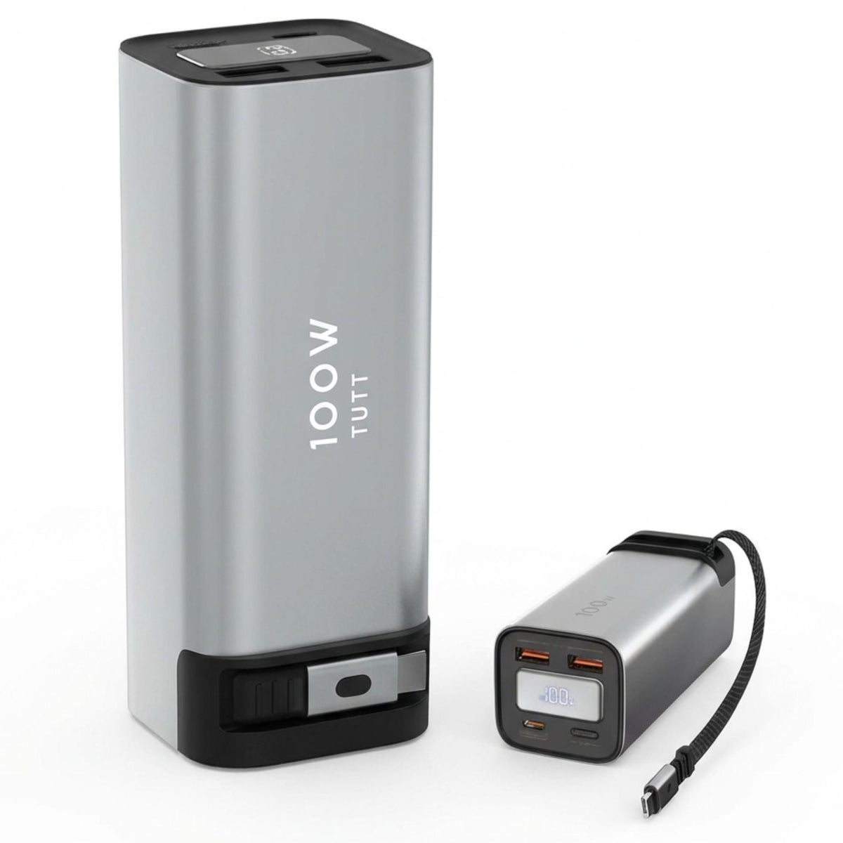 TUTT Monitor, Laptop Power Bank 100W 20,000mAh Retractable Cable LCD Display L1