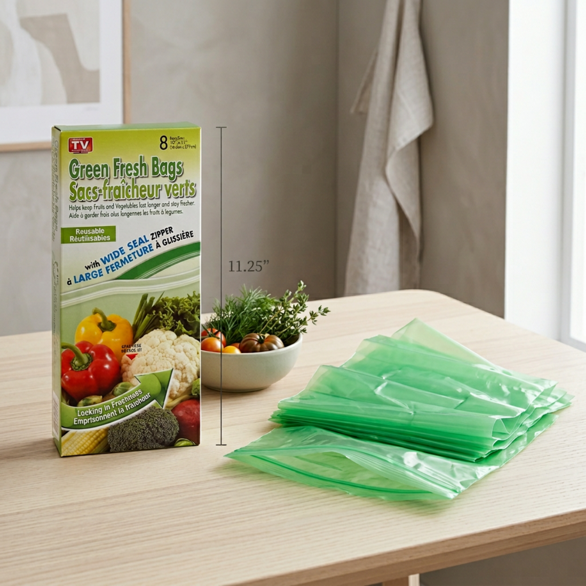 AS SEEN ON TV 8-Piece Green Fresh Food Bags - 80426