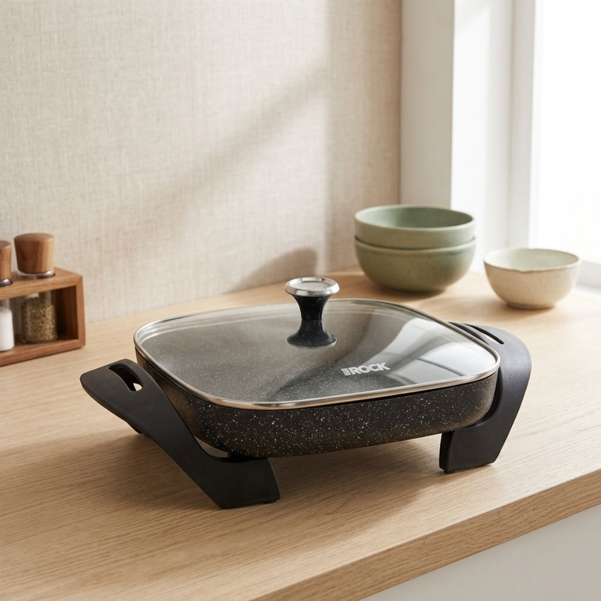 STARFRIT The Rock Electric Skillet, 12" Width, Non-Stick Surface - 24400