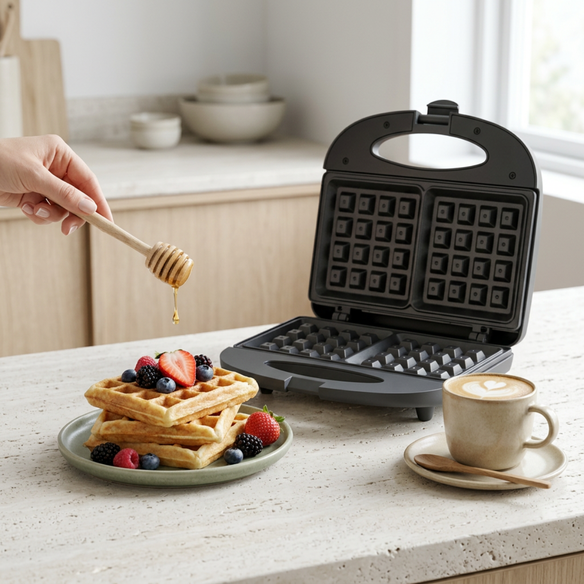 HAUZ AWM265 Compact and Lightweight 2-Slice Waffle Maker