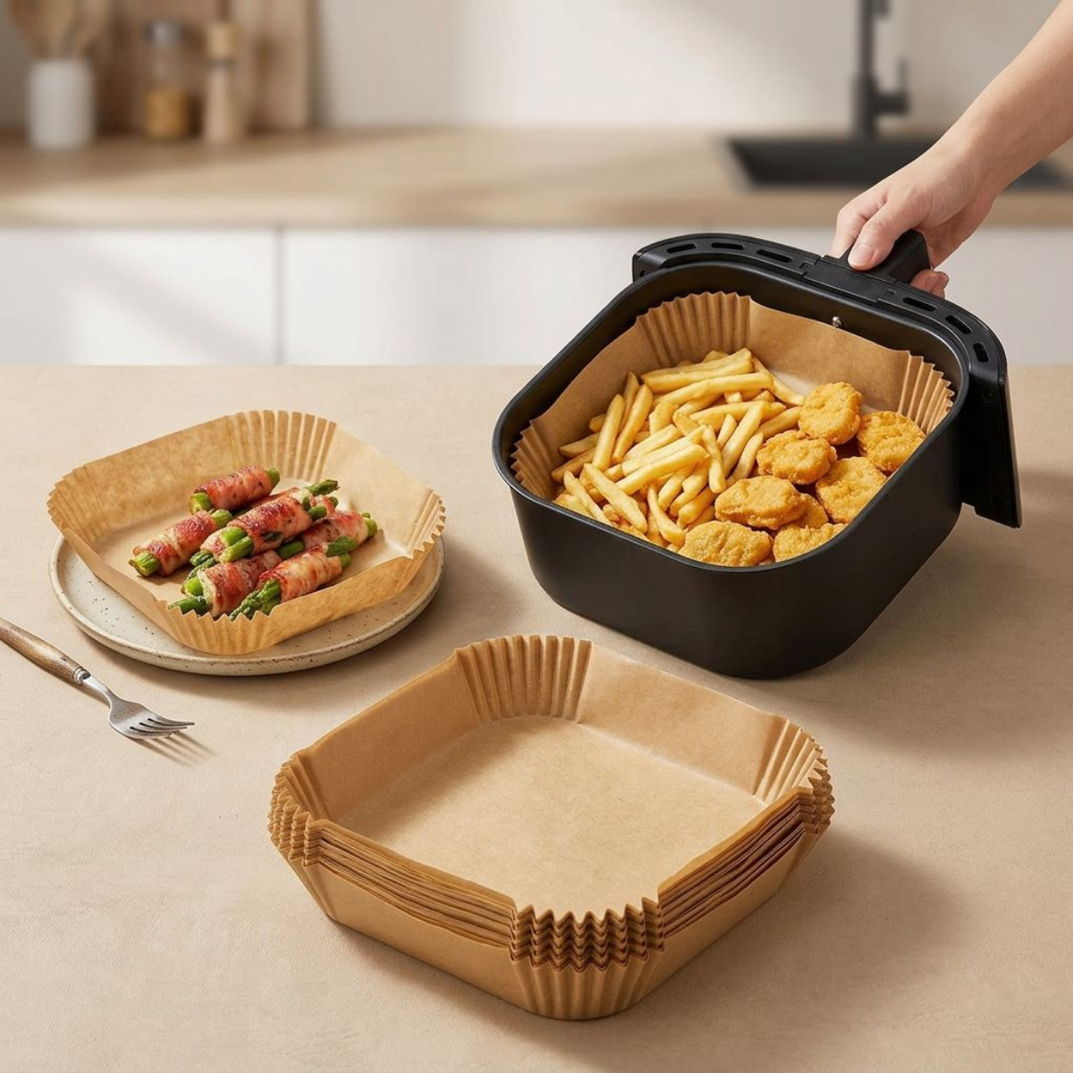 Square Non-Stick Air Fryer Disposable Liners 20cm, 50pcs
