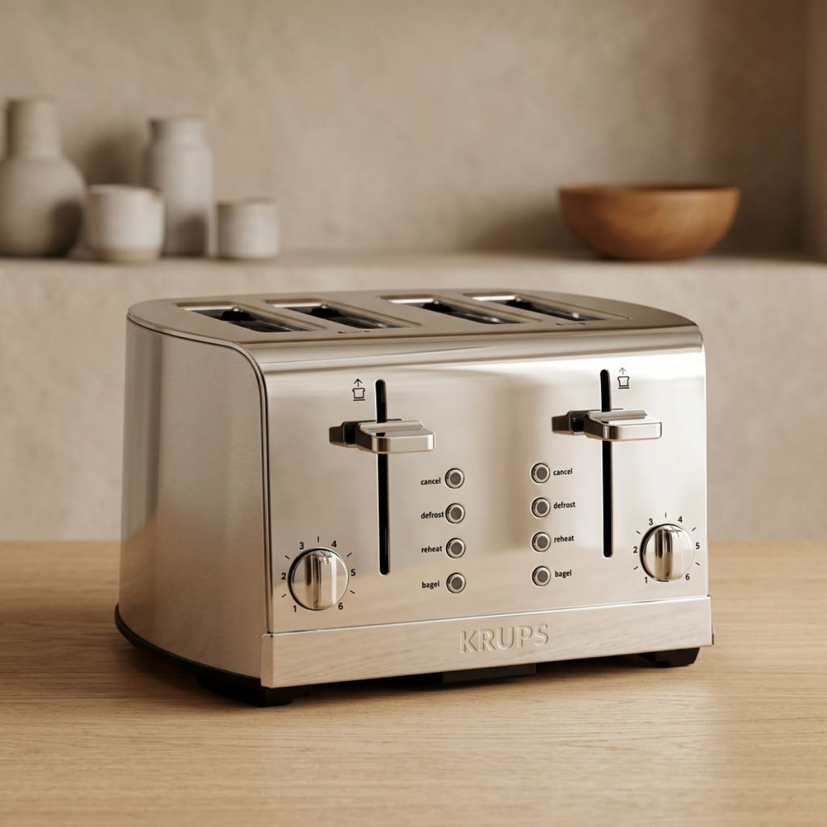 KRUPS KH734D51 4 Slice Stainless Steel Toaster