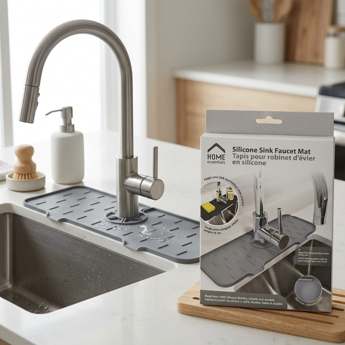 HOME ESSENTIALS 92073 Silicone Sink Faucet Mat 36.5X14CM