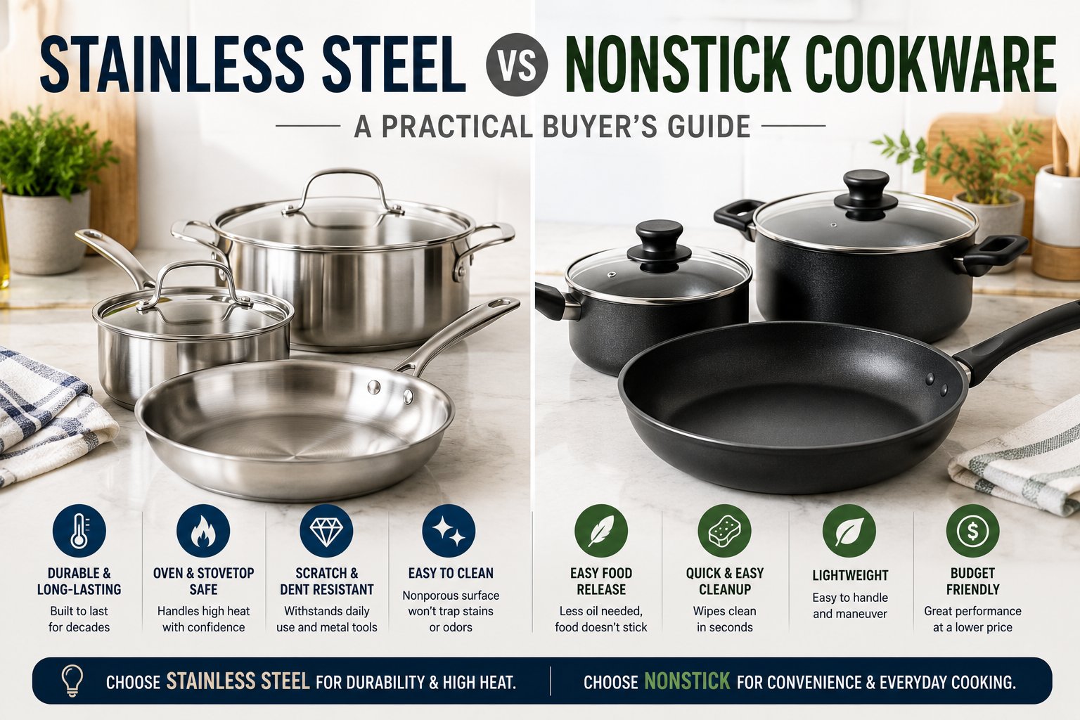 Stainless Steel vs Nonstick Cookware: A Practical Buyer's