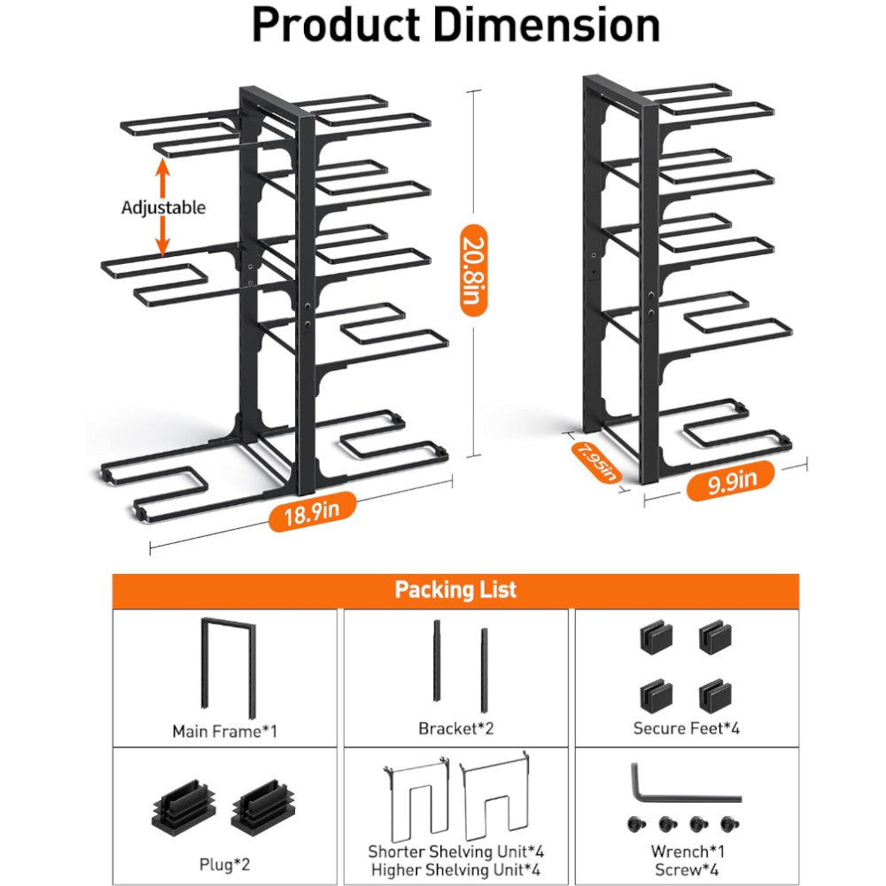 Ordora Pots & Pans Organizer – 4D-21H, 21-Inch