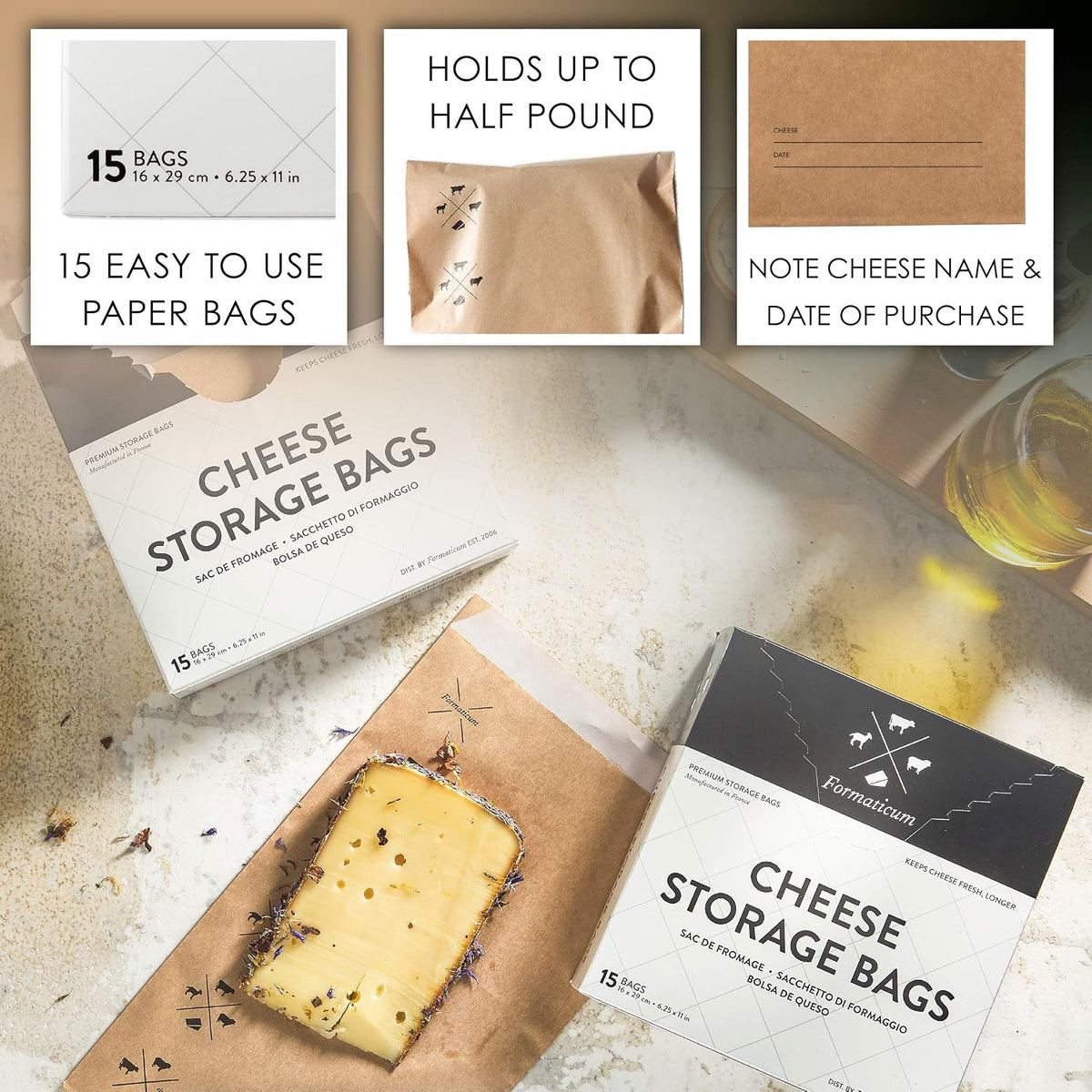 Formaticum Cheese Storage Bags, 75 Count