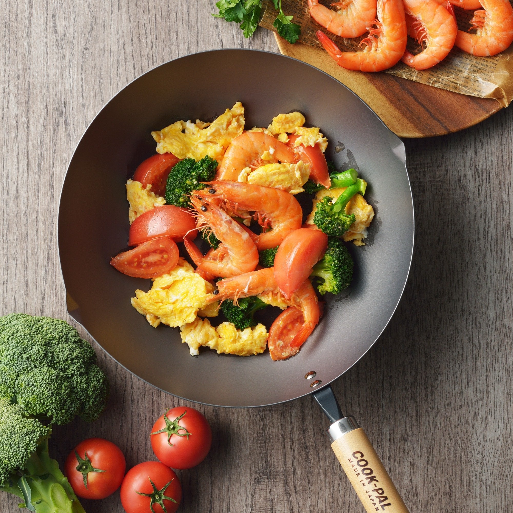 Yoshikawa Carbon Cook-Pal Ren Nitrided Carbon Steel Wok 36cm