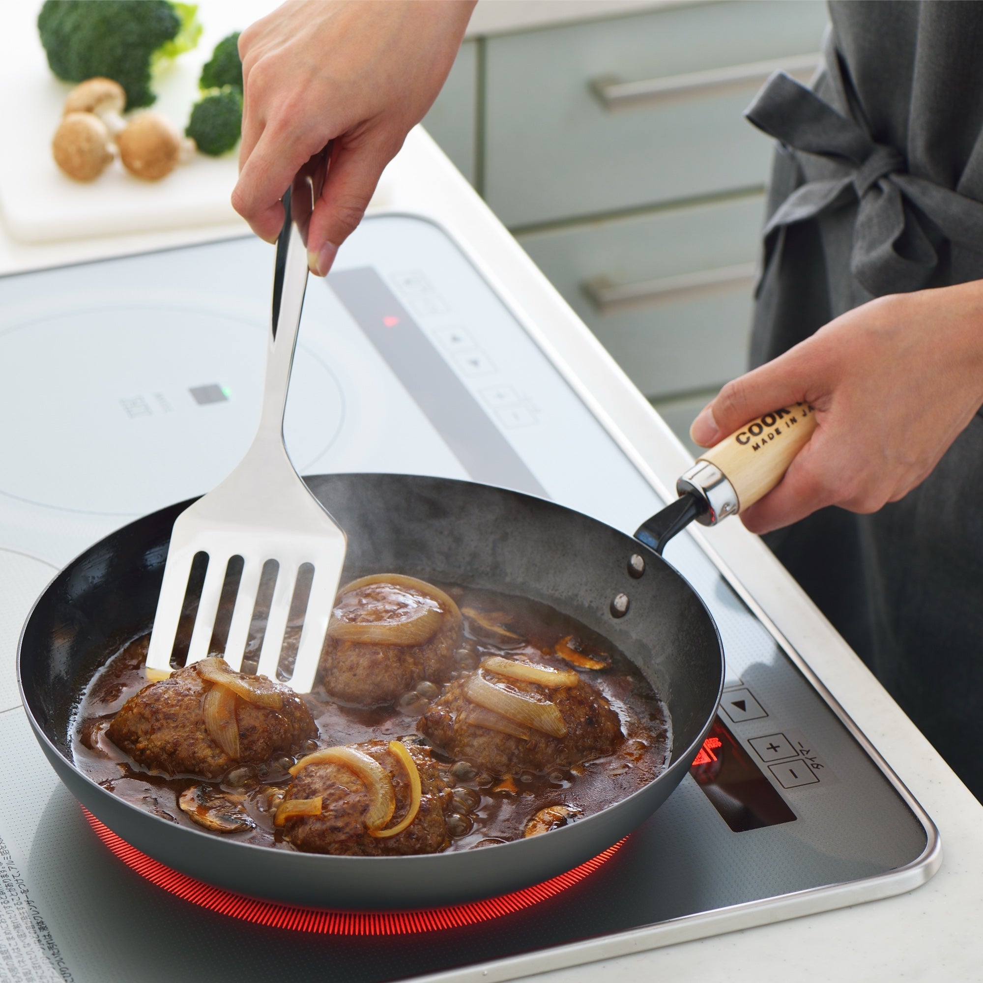 Yoshikawa Cook-Pal Ren Nitrided Carbon Steel Deep Frying Pan 24cm