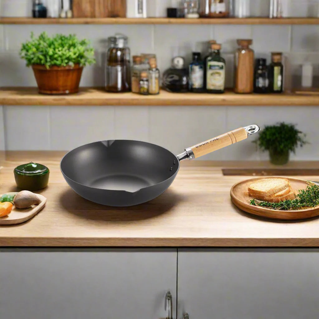 Yoshikawa Cook-Pal Ren Nitrided Carbon Steel Deep Frying Pan 24cm