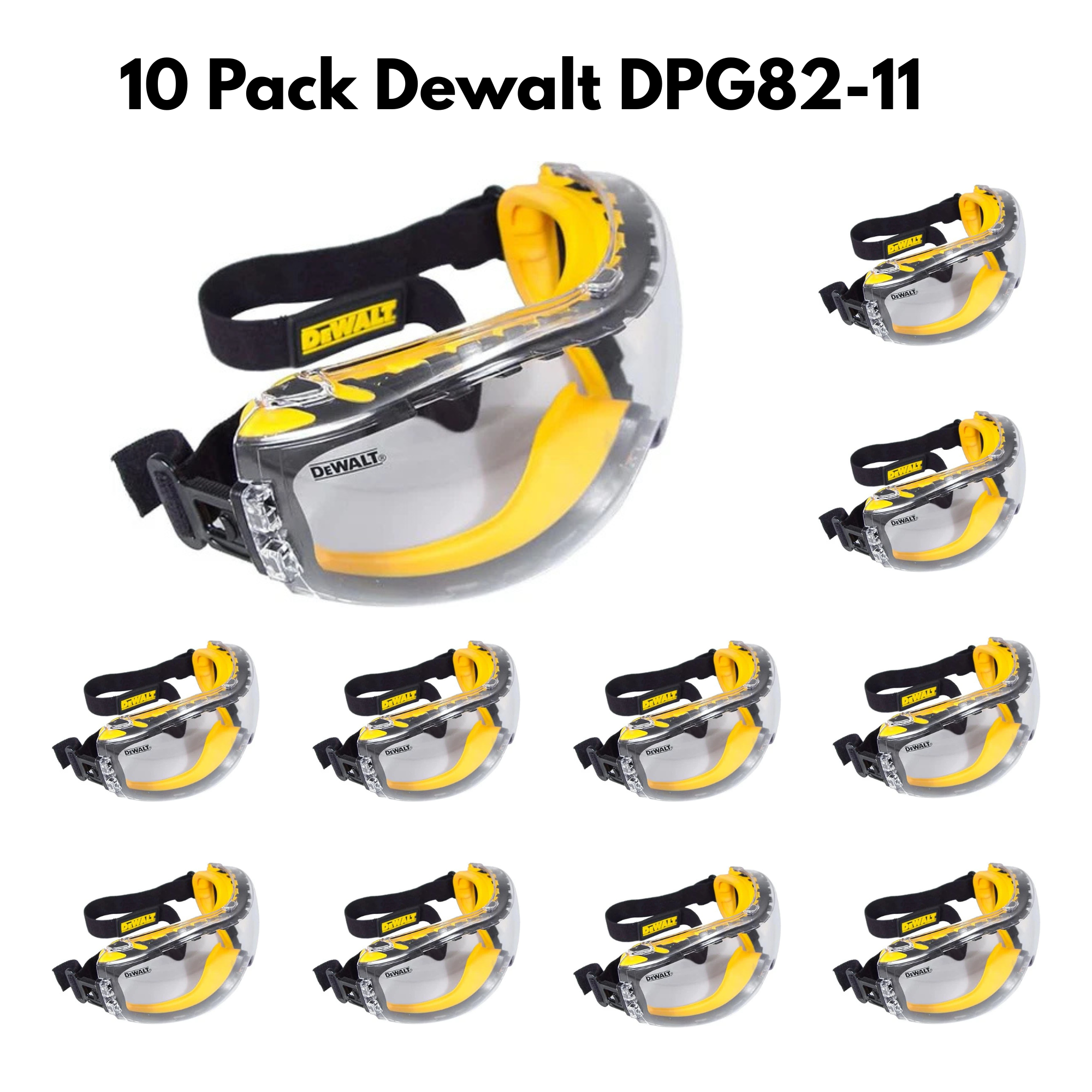 Bulk Dewalt DPG82-11 Concealer Anti-Fog Dual Mold Safety Goggle
