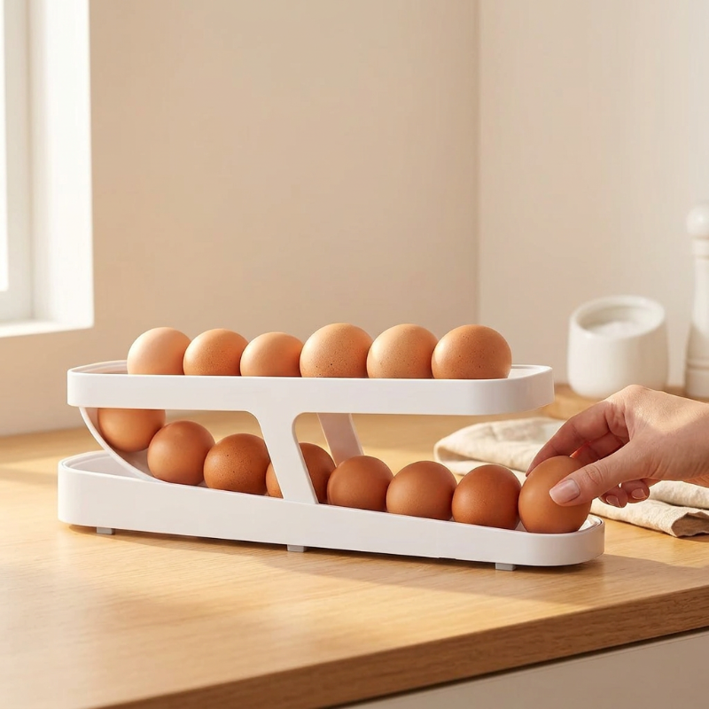 Automatic Egg Dispenser Rack – Rolling Storage Holder