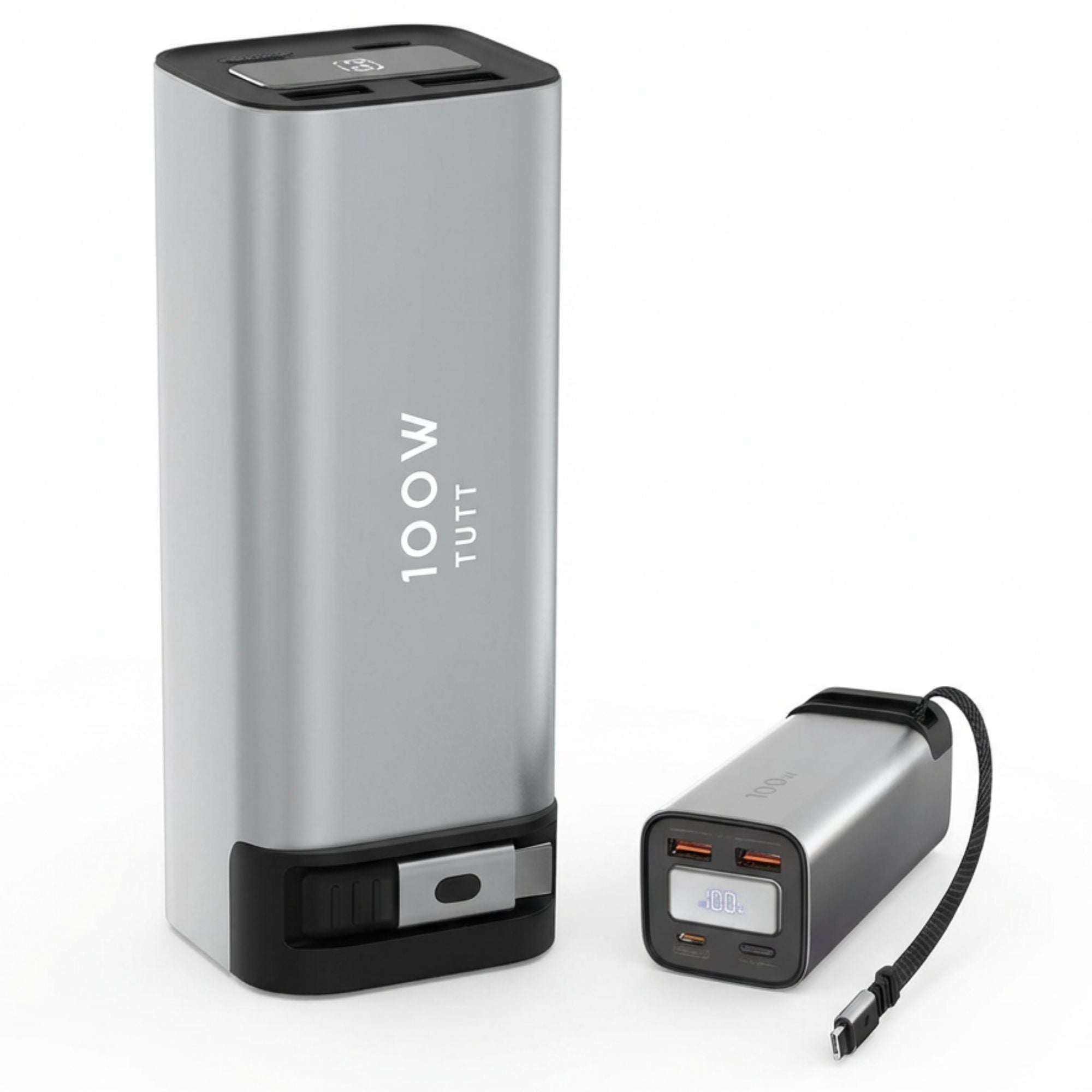 TUTT Monitor, Laptop Power Bank 100W 20,000mAh Retractable Cable LCD Display L1