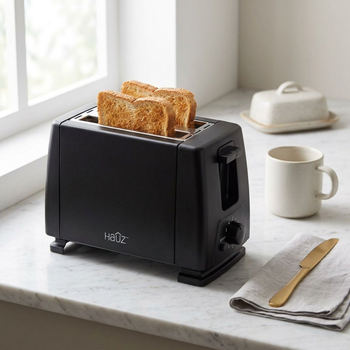 HAUZ ATS936 2 Slice Toaster Black