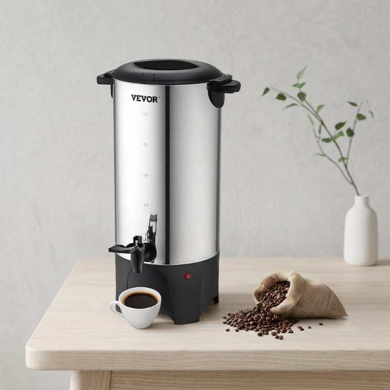 VEVOR Commercial Coffee Urn 50 Cup Stainless Steel Coffee Dispenser Fast Brew