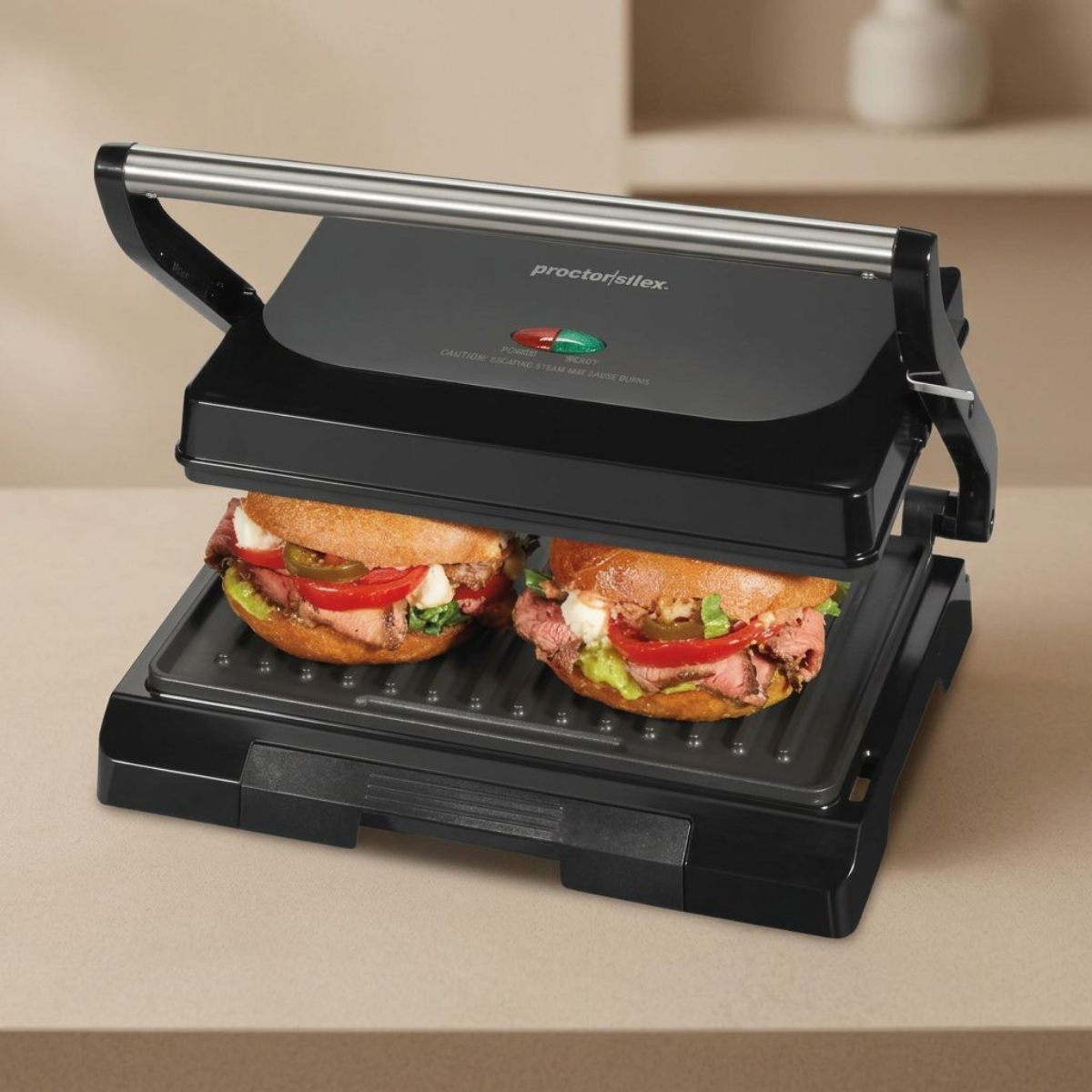 PROCTOR SILEX 25440PSC 4 Serving Panini Press, Sandwich Maker and Compact Indoor Grill