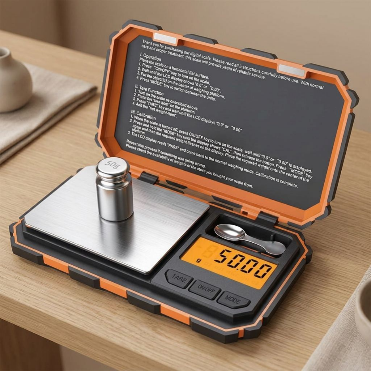 Digital Mini Scale 200g 0.01g Pocket Scale with 50g Calibration Weight Electronic Smart Scale for Food Tablets Jewelry