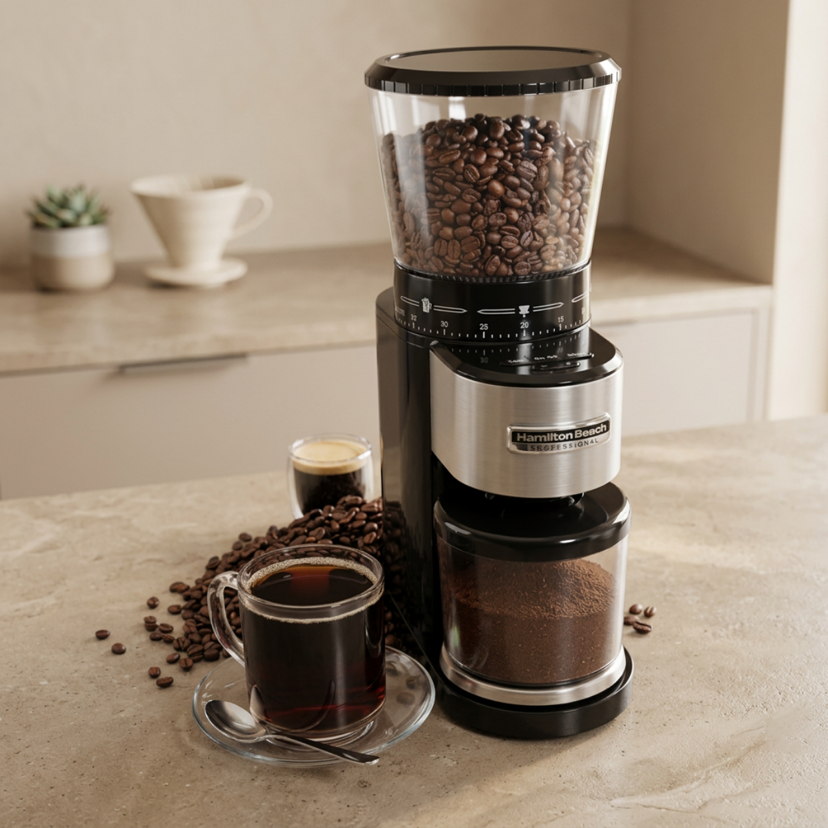 HAMILTON BEACH PROFESSIONAL 80405 Conical Burr Digital Coffee Grinder