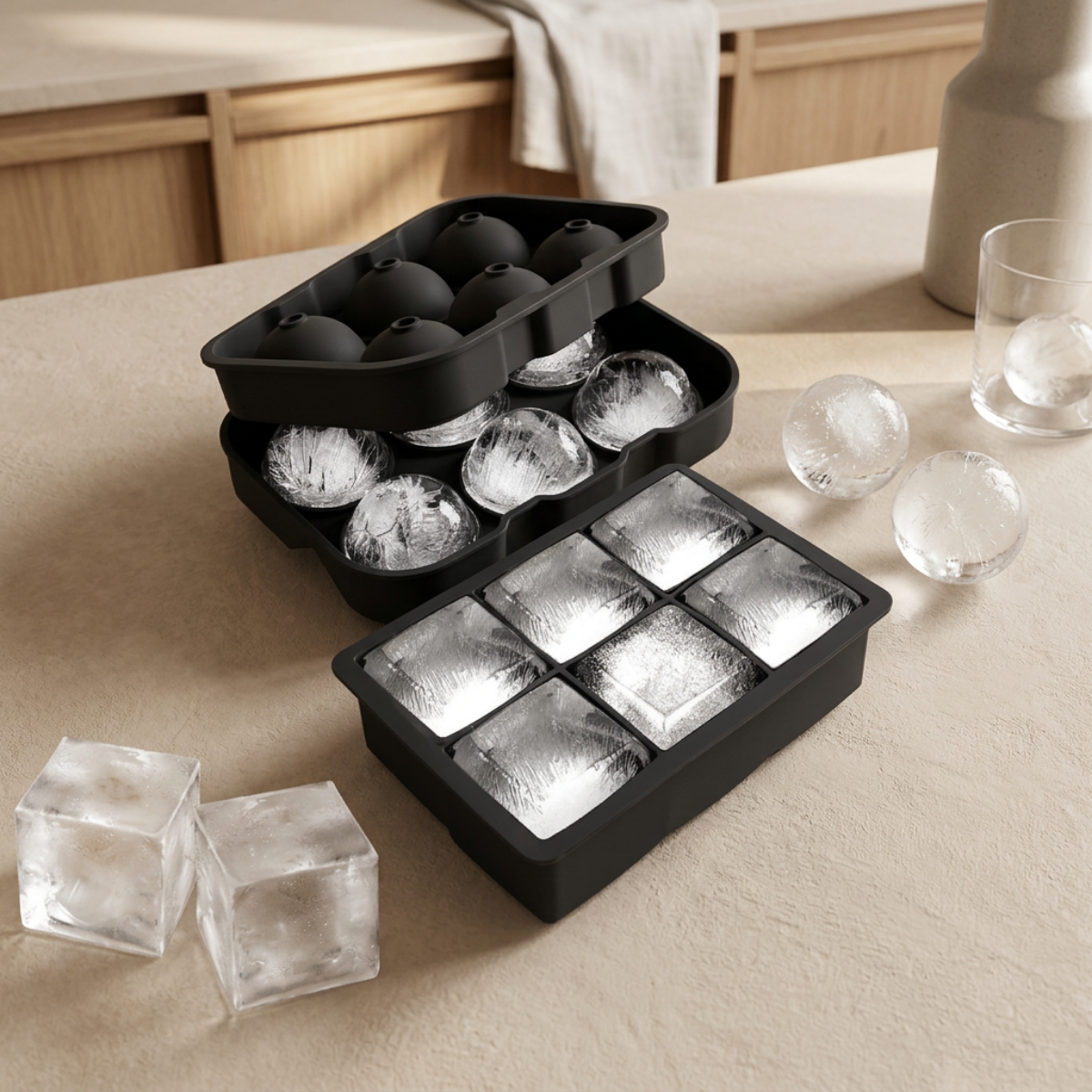 2 in 1 Pack Large Silicone Ice Cube Tray Mold