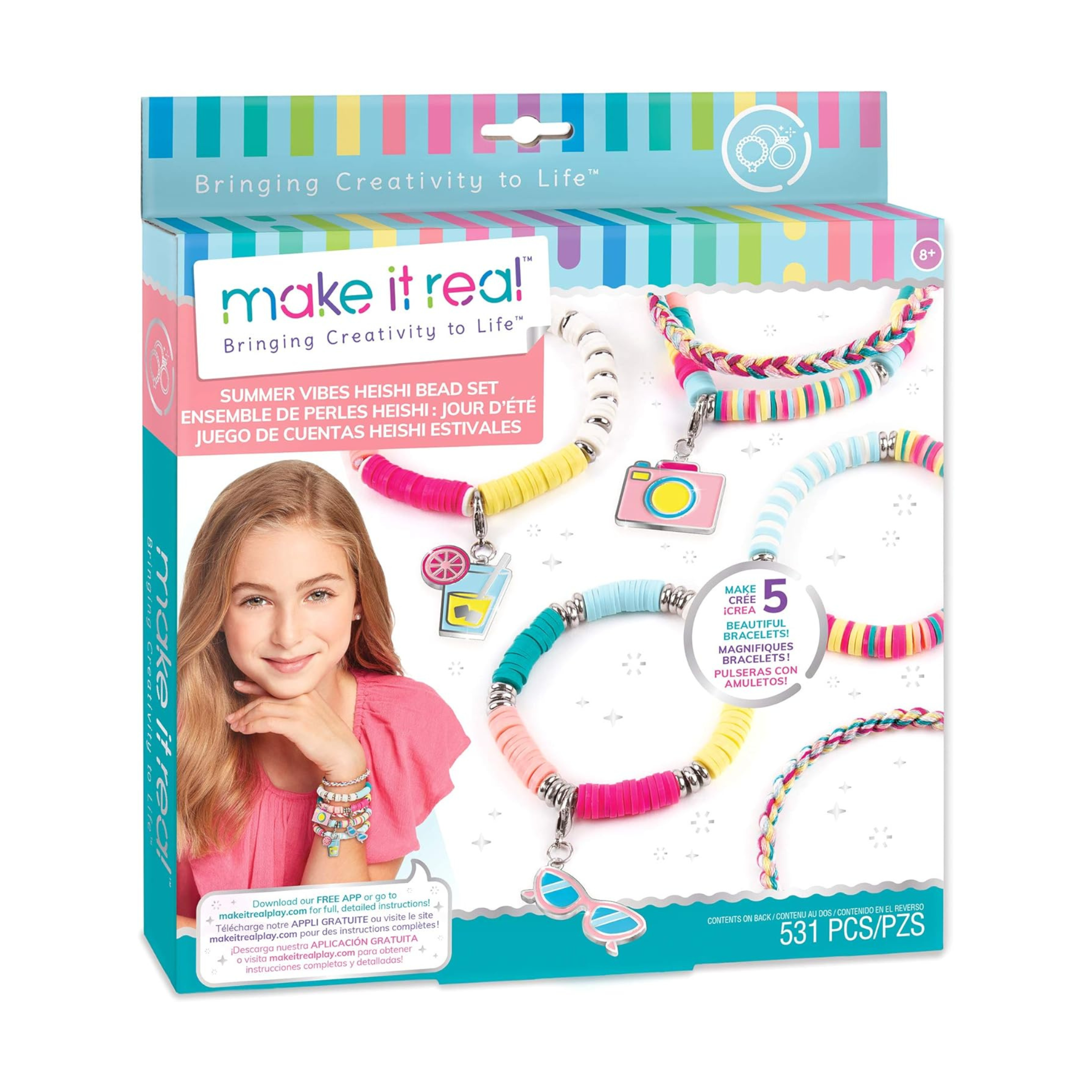 Make it Real Good Vibes Beads DIY Bracelets, Bracelet Making Kit for Kids