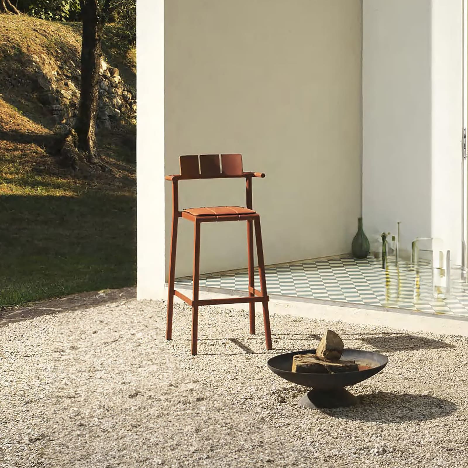 Yard Counter Stool with Arms - Indoor & Outdoor Use