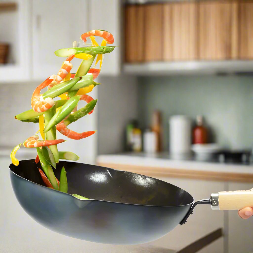 Yoshikawa Carbon Cook-Pal Ren Nitrided Carbon Steel Wok 36cm
