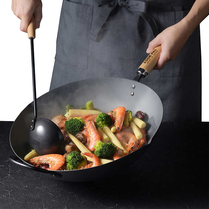 Yoshikawa Carbon Cook-Pal Ren Nitrided Carbon Steel Wok 36cm