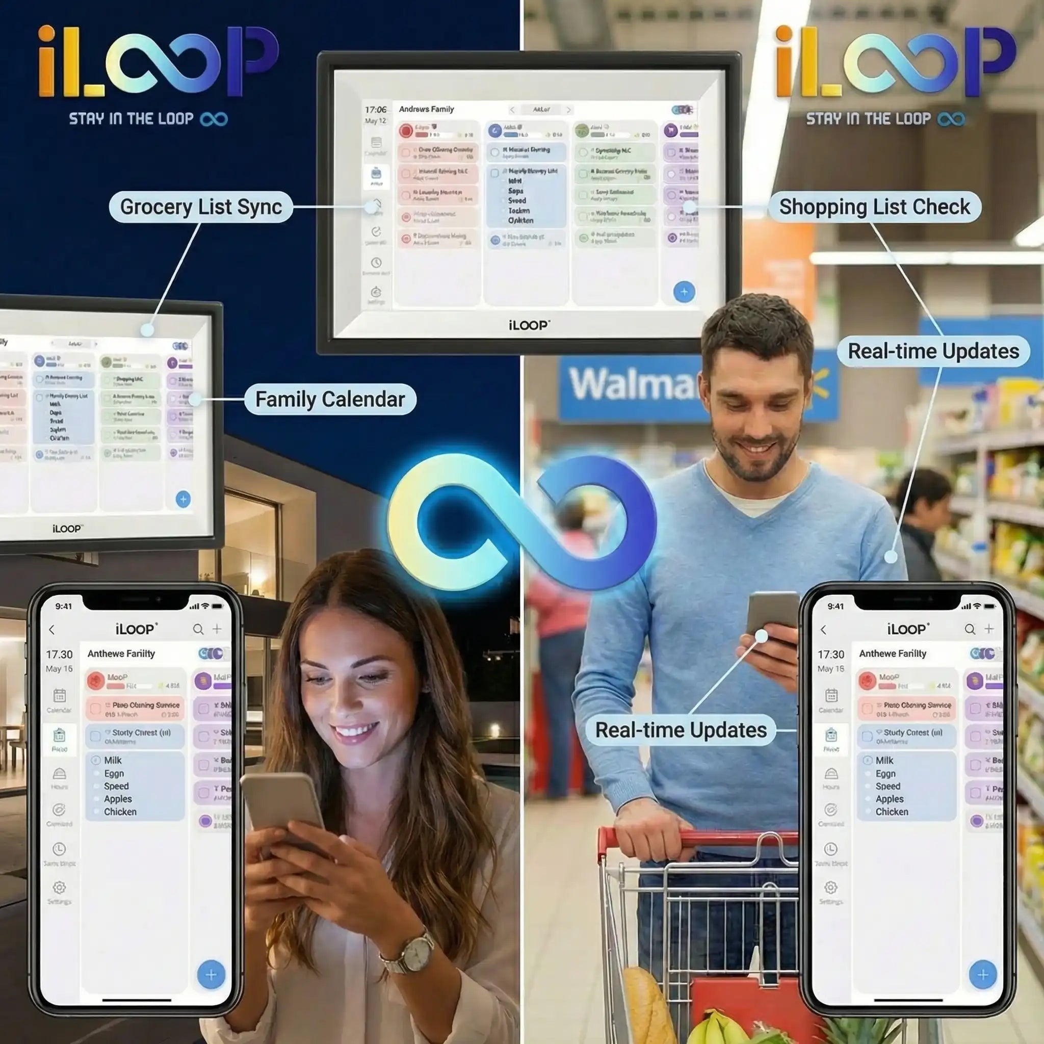 iLoop 10.1” Digital Calendar 32GB | Calendar, Wi-Fi Photo & Video Frame, Art Gallery | Premium Features No Subscription, Touchscreen