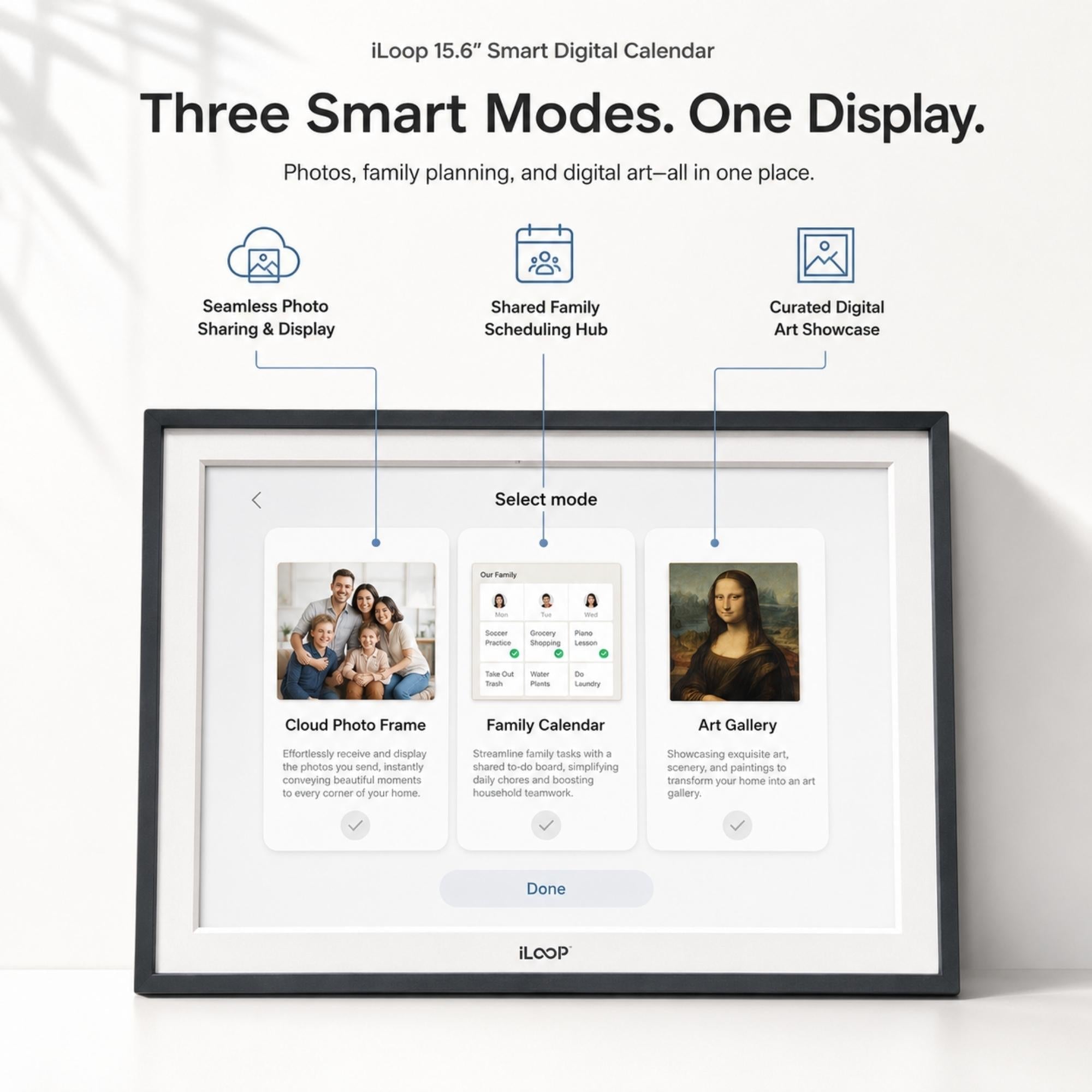 iLoop 10.1” Digital Calendar 32GB | Calendar, Wi-Fi Photo & Video Frame, Art Gallery | Premium Features No Subscription, Touchscreen