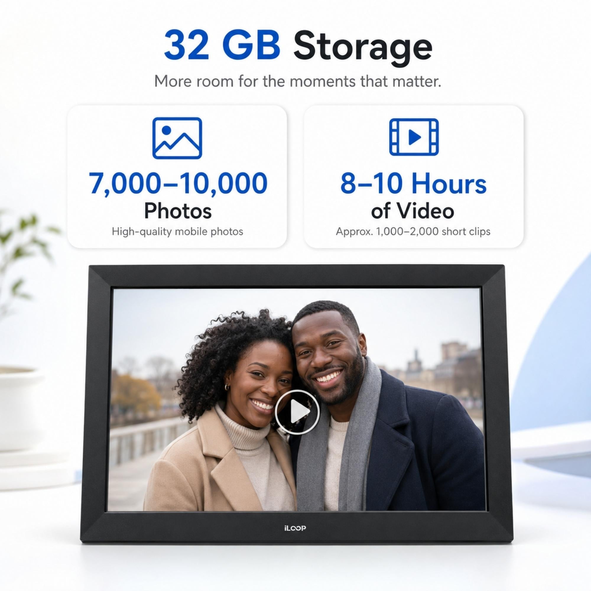 iLoop 10.1” Digital Calendar 32GB | Calendar, Wi-Fi Photo & Video Frame, Art Gallery | Premium Features No Subscription, Touchscreen
