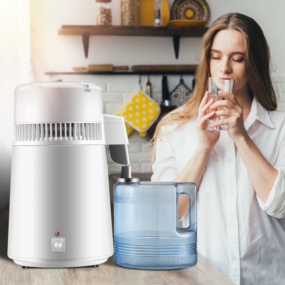 VEVOR Pure Water Distiller 750W, Purifier Filter Fully Upgraded with Handle 1.1 Gal /4L, BPA Free Container, Perfect for Home Use, White