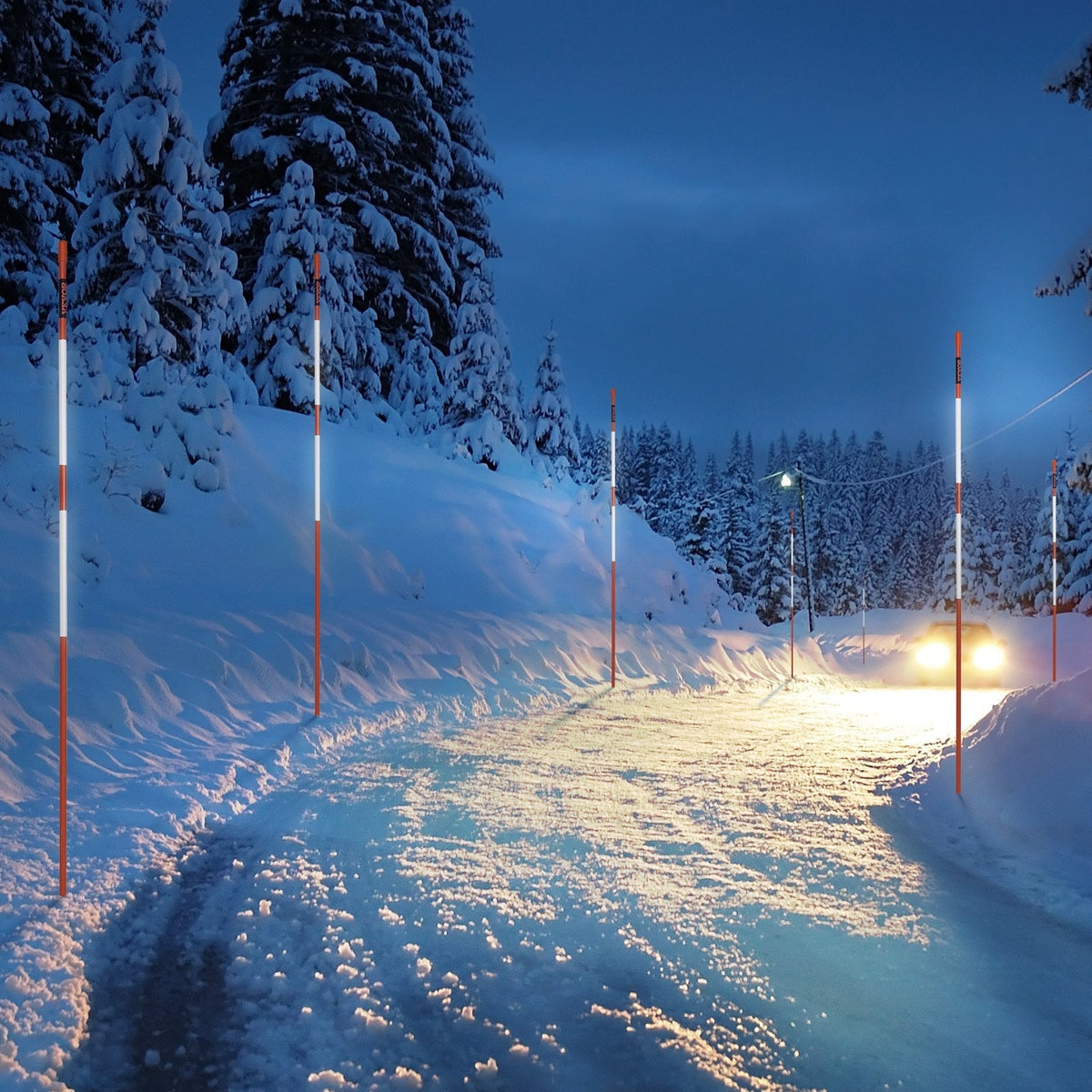 VEVOR Driveway Markers, 30 PCS 48 inch, 0.31 inch Diameter, Orange Fiberglass Poles Snow Stakes with Reflective Tape, 12" Steel Drill Bit & Protection Gloves for Parking Lots, Walkways Easy Visibility