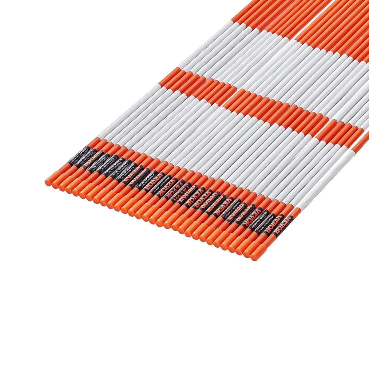 VEVOR Driveway Markers, 30 PCS 48 inch, 0.31 inch Diameter, Orange Fiberglass Poles Snow Stakes with Reflective Tape, 12" Steel Drill Bit & Protection Gloves for Parking Lots, Walkways Easy Visibility