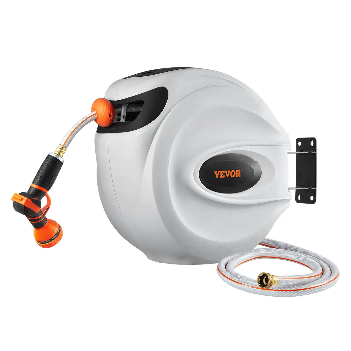 VEVOR Retractable Hose Reel Water Hose Reel 130'x1/2" 180° Swivel Wall-Mounted