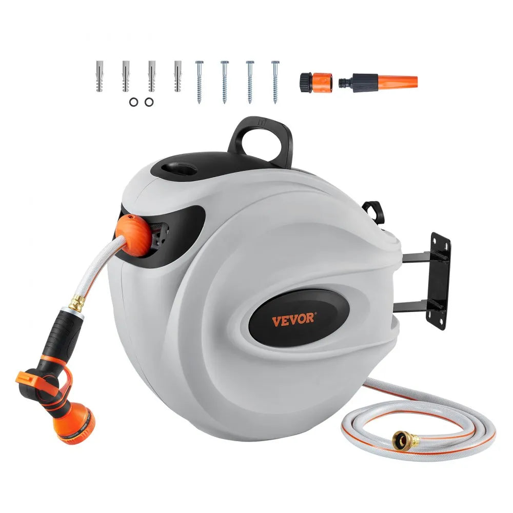 VEVOR Retractable Hose Reel Water Hose Reel 84'x5/8" 180° Swivel Wall-Mounted
