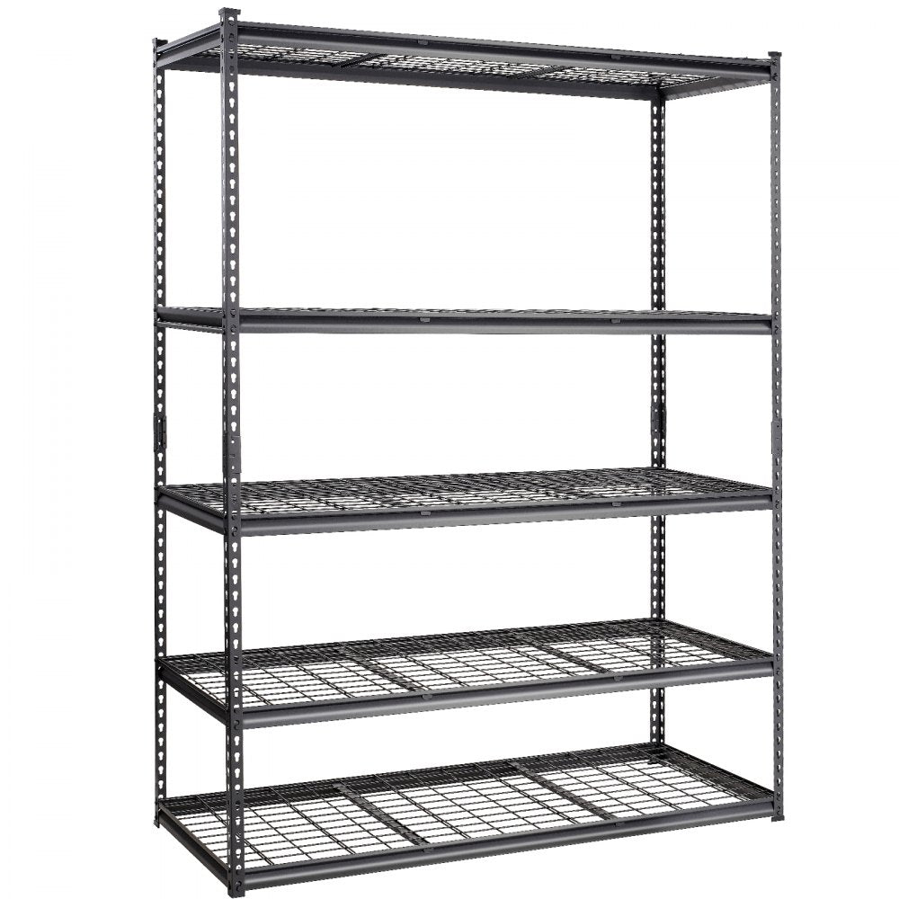 VEVOR Storage Shelving Unit, 5-Tier Adjustable, 2000 lbs Capacity, Heavy Duty Garage Shelves Metal Organizer Wire Rack, Black, 60" L x 24" W x 78" H for Kitchen Pantry Basement Bathroom Laundry Closet