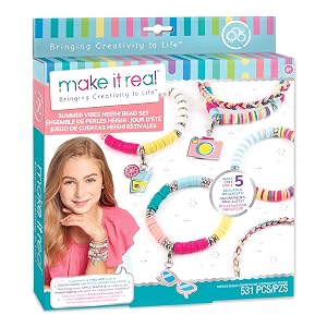 Girl wearing colorful Summer Vibes Heishi bracelets